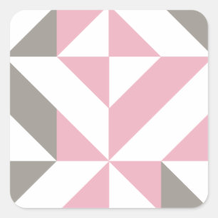 Roze frambozen en zilver Geometric ZigZag Vierkante Sticker