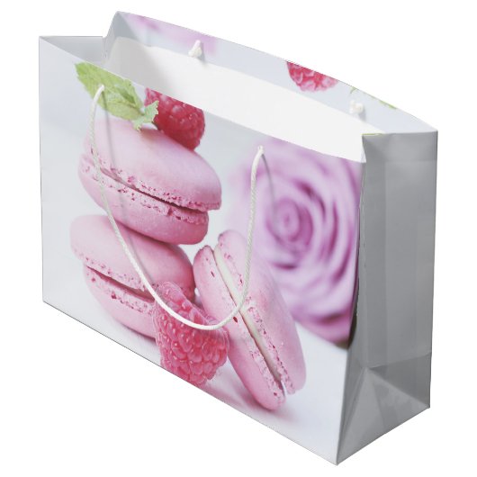 Roze frambozen macarons Frans gebak verjaardag Groot Cadeauzakje (Achterkant Gekanteld)