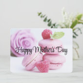 Roze frambozen macarons Moederdag Feestdagenkaart (Staand voorkant)