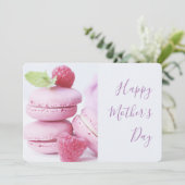 Roze frambozenmacarons Moederdag Feestdagenkaart (Staand voorkant)