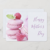 Roze frambozenmacarons Moederdag Feestdagenkaart (Voorkant / Achterkant)