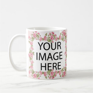 Roze Frame Sjabloon Voeg je Afbeelding en/of Tekst Koffiemok