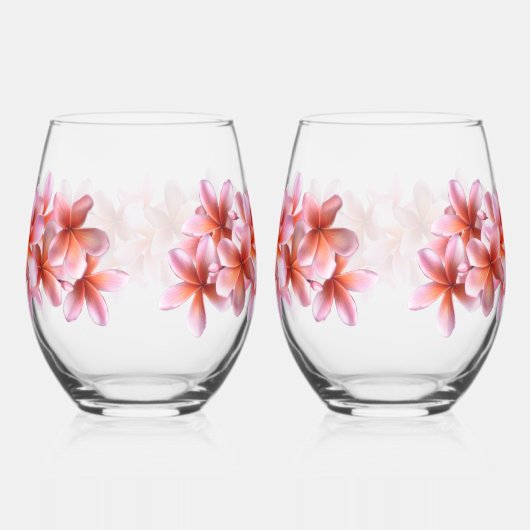 Roze Frangipani Flowers Hawaïaanse Drink Wijnglas Zonder Voet (Rechts)
