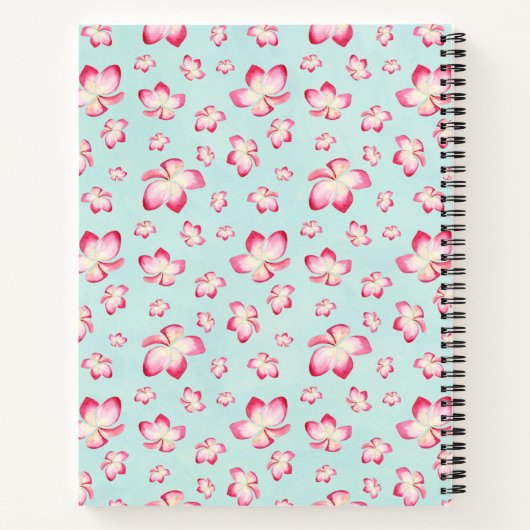 Roze Frangipani Monogram Aqua Notitieboek (Achterkant)