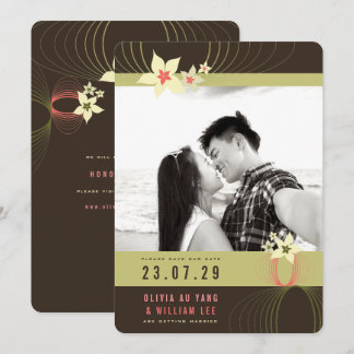 Roze Frangipani Tropische Trouw Save the Date Kaart