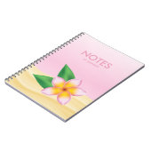 Roze Frangipani-ventilator met titel Notitieboek (Linkerzijde)