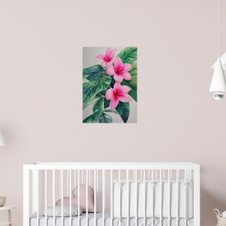 Roze Frangipani Waterverf Bloem Poster
