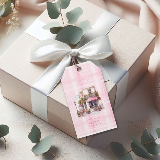 Roze Frans Café Bruidsuitje Cadeaulabel