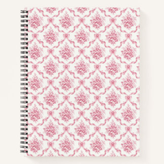 Roze Frans lint traliewerk bloemboeket rooster Notitieboek