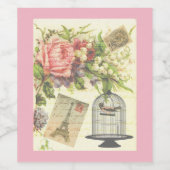 Roze Frans Theme  Paris Wijn Etiket (Enkel label)