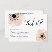 Roze Franse Anemone Wedding RSVP (Voorkant / Achterkant)