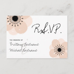 Roze Franse Anemone Wedding RSVP Kaartje