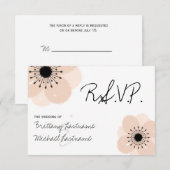 Roze Franse Anemone Wedding RSVP Kaartje (Voorkant / Achterkant)