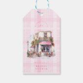 Roze Franse Bruidsfeestje Café Cadeaulabel (Achterkant)