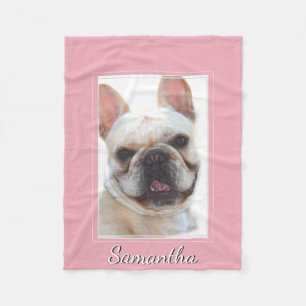 Roze Franse Bulldog gepersonaliseerde fleece deken
