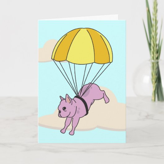 Roze Franse Bulldog Paraplu Leuk Bedankt Card (Voorkant)