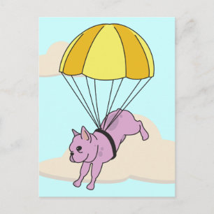 Roze Franse Bulldog Umbrella Fun Briefkaart
