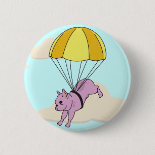 Roze Franse Bulldog Umbrella Fun Button