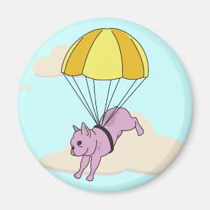 Roze Franse Bulldog Umbrella Fun Magnet Magneet