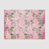 Roze  Franse Floral Tissuepapier (Voorkant)