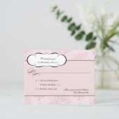 Roze Franse RSVP-reactiekaart RSVP Kaartje (Staand voorkant)