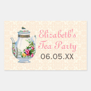Roze Franse Tea Party Favor Stickers