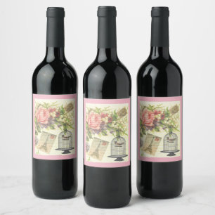 Roze Franse Thema Vintage Parijs Wijn Etiket