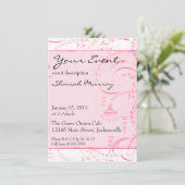 Roze Franse toile Custom Invites Kaart (Staand voorkant)