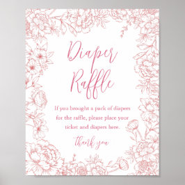 ROZE FRANSE TOILE Luierloterij Baby Shower Bord Poster