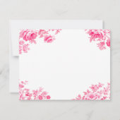 Roze Franse Toile Wedding RSVP Kaartje (Achterkant)
