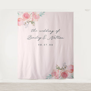 Roze Franse tuin bruiloft fotografie achtergrond Wandkleed