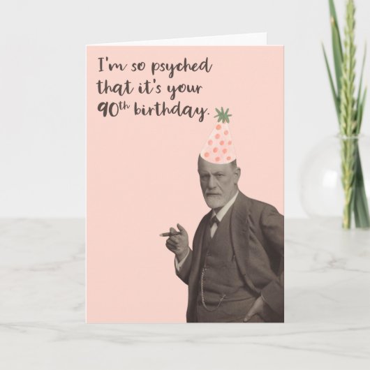 Roze Freud Funny 90th Birthday Kaart (Voorkant)