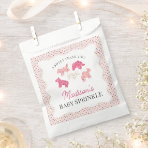 Roze Frosted Animal Cookies Baby Sprinkle Bedankzakje