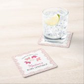 Roze Frosted Animal Cookies Baby Sprinkle Vierkante Kartonnen Onderzetter (Insitu)