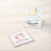 Roze Frosted Animal Cookies Verjaardagsfeest Vierkante Kartonnen Onderzetter (Insitu)