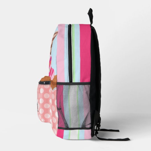 Roze Frosted Chocolate Cupcake gepersonaliseerd Bedrukte Rugzak (Rechts)