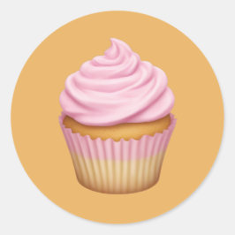 Roze Frosted Cupcake Emoji Ronde Sticker