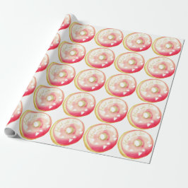 Roze Frosted Donut "doordrenkt met liefde" Sjabloo Cadeaupapier