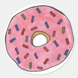 Roze Frosted Donut Doughnut Sprinkles Junk Food Ronde Sticker