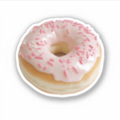 Roze Frosted Donut met Sprinkles Sticker (Voorkant)