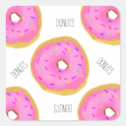 Roze Frosted Donuts Donuts Vierkante Sticker (Voorkant)