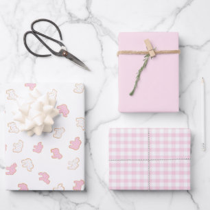 Roze Frosted Strooi Animal Cookie Inpakpapier Vel