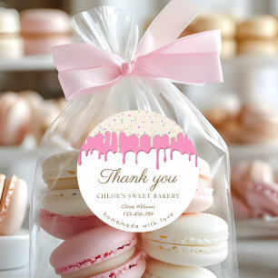 Roze Frosting Drip Baking Bedankt Ronde Sticker
