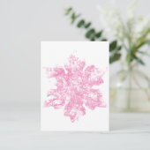 Roze Frosty Snowflake-ontwerp Briefkaart (Staand voorkant)