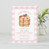 Roze Fruit Pannenkoek Baby shower Brunch Kaart (Staand voorkant)
