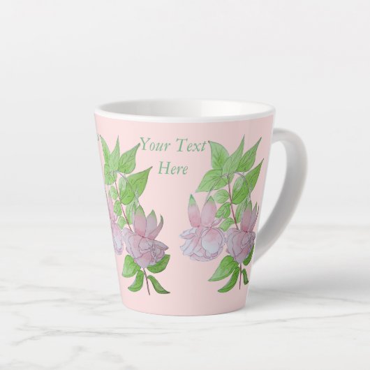Roze fuchesbloem met bladeren bloem latte mok (Rechterhoek)