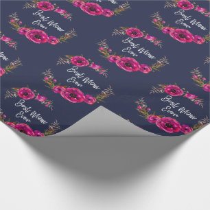 Roze Fuchsia Floral Poppies met de beste mam ooit Cadeaupapier