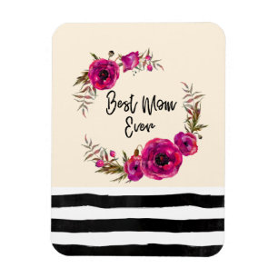 Roze Fuchsia Floral Poppies met de beste mam ooit Magneet