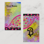 ROZE FUCHSIA GEEL PAARSE ABSTRACTE DECO MONOGRAM VISITEKAARTJE (Voorkant / Achterkant)