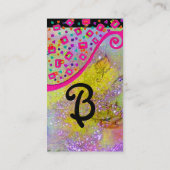 ROZE FUCHSIA GEEL PAARSE ABSTRACTE DECO MONOGRAM VISITEKAARTJE (Achterkant)